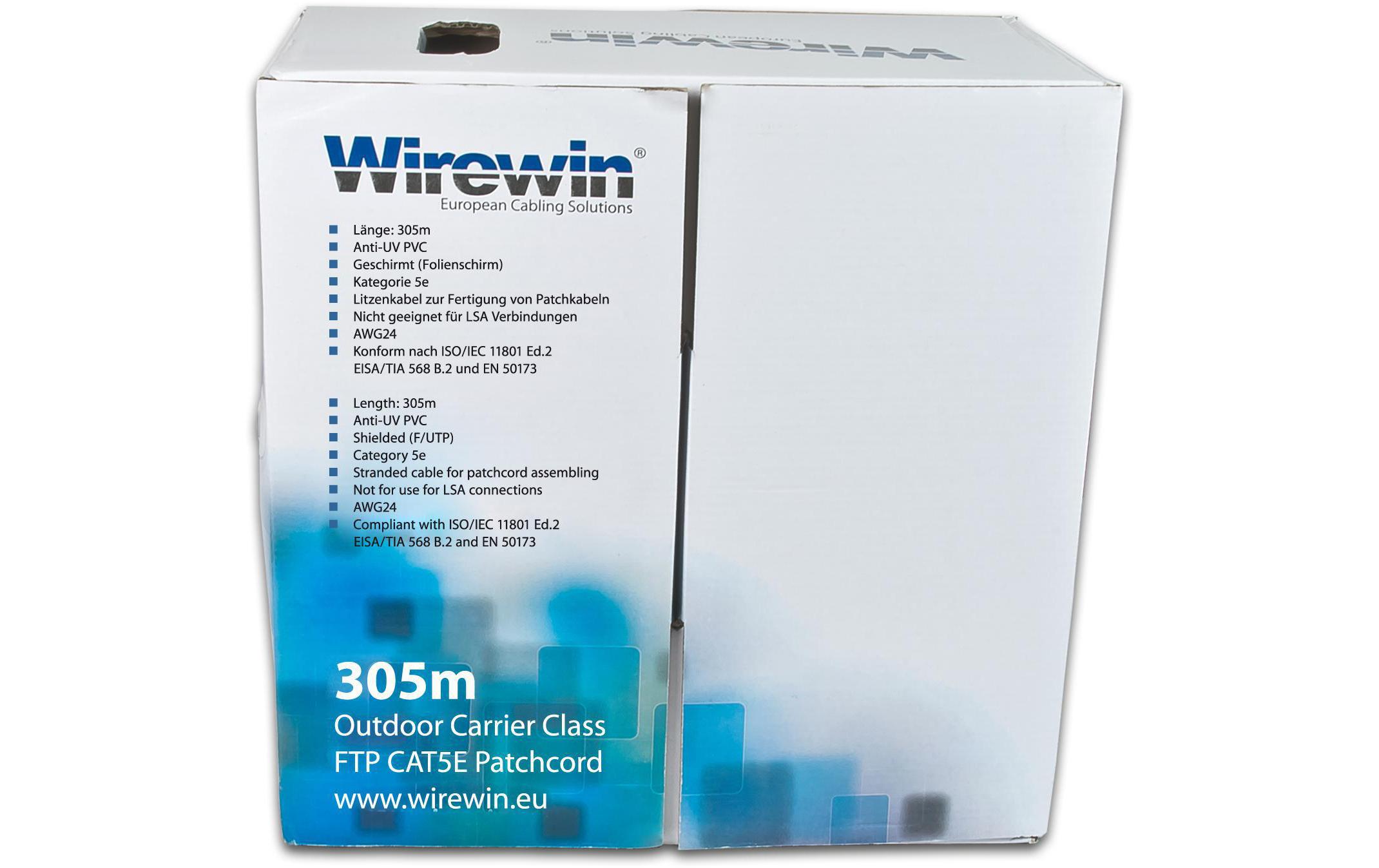 Wirewin Rangierkabel VKBOX OUTDOOR 305.0 Cat 5e, FTP, 305 m, Schwarz Wirewin Rangierkabel VKBOX OUTDOOR 305.0 Cat 5e, FTP, 305 m, Schwarz