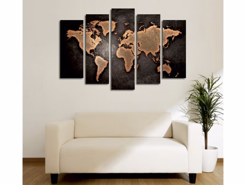 Wallxpert Bild World 5 Teile, 105 x 70 cm