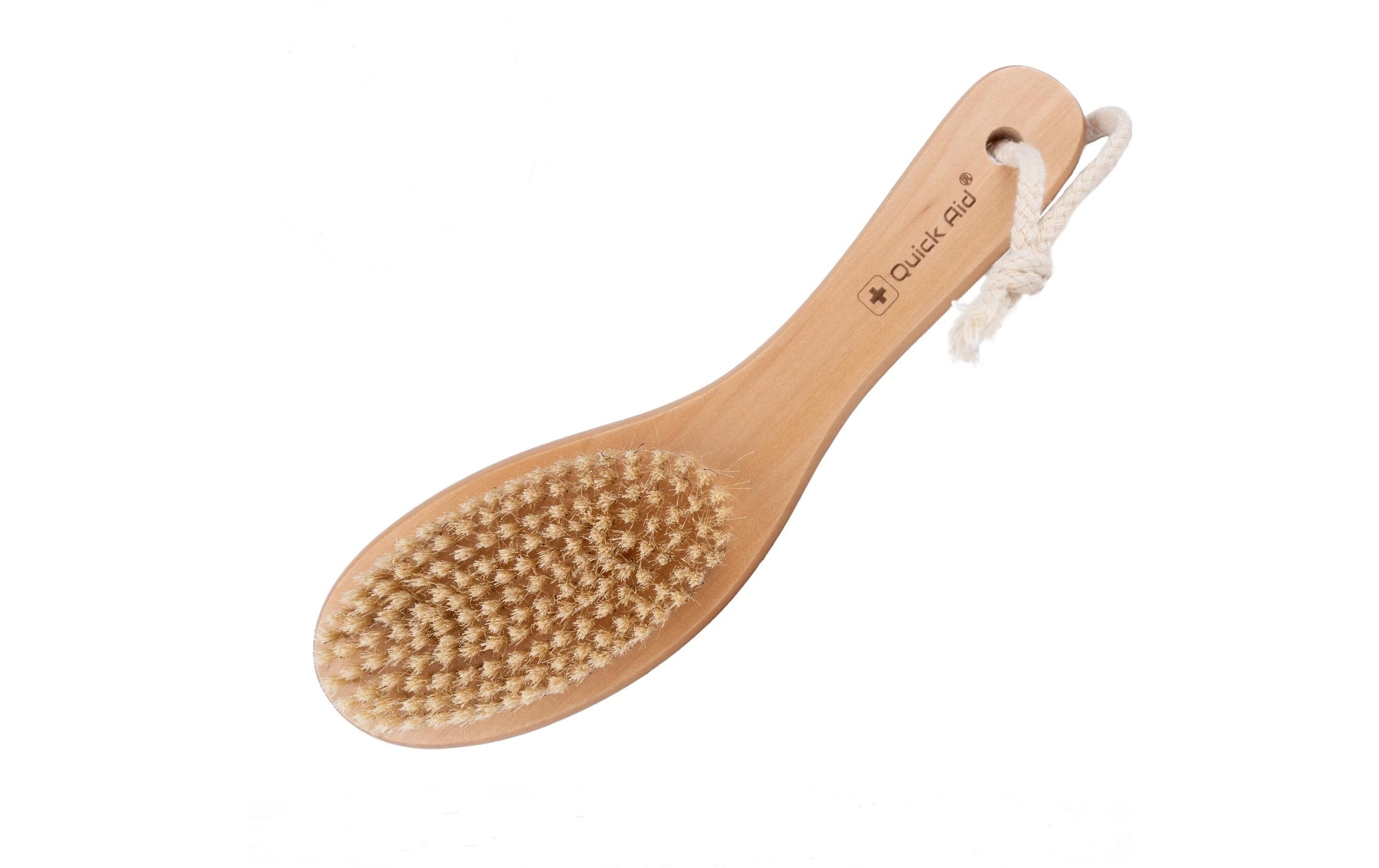 Quick Aid Körpermassagebürste Naturborsten mit Stiel mit Tasche