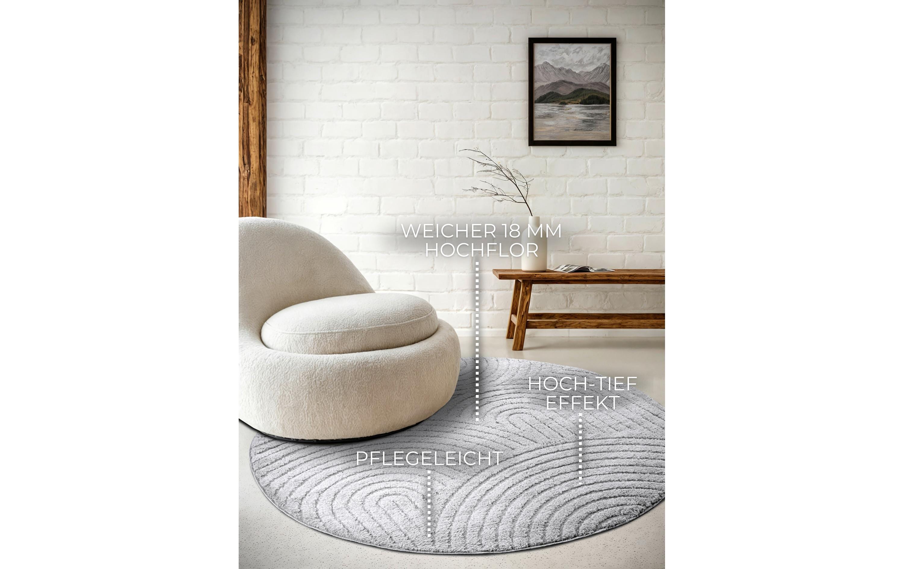 Elle Decoration Teppich Panglao Ø 160 cm, Light Grey