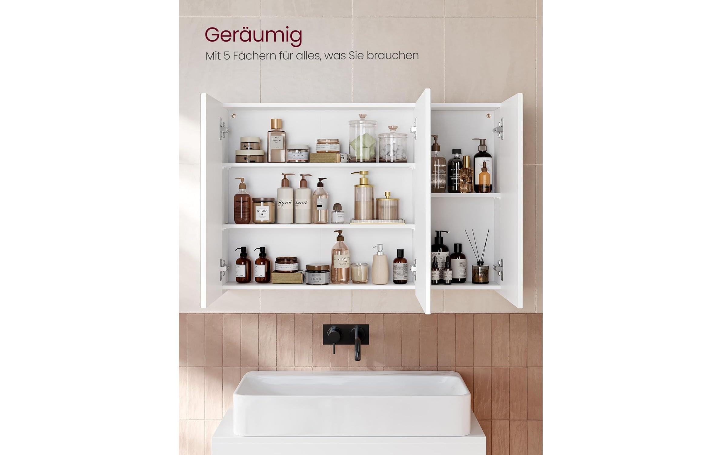 VASAGLE Spiegelschrank Weiss, 60 x 15 x 55 cm