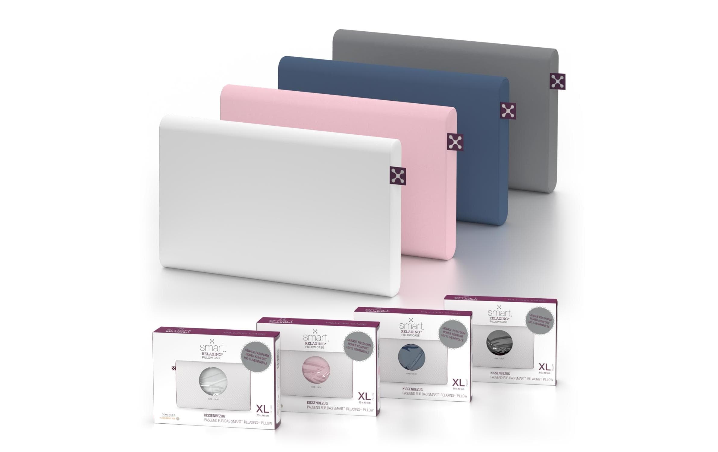 Smartsleep Kopfkissenbezug Relaxing + XL 60 x 40 x 7 cm, Grau