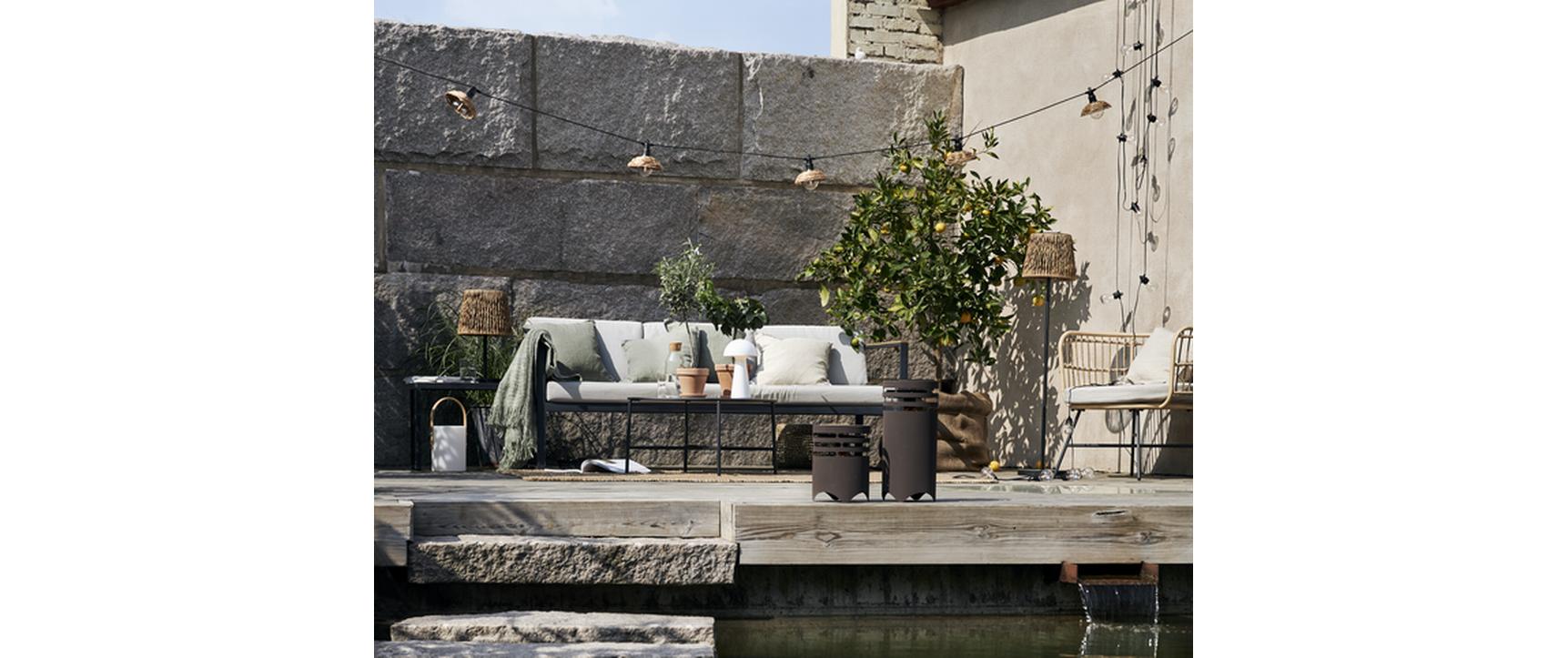 Star Trading Tischleuchte Solar Cesta, 48 cm, Braun/Schwarz