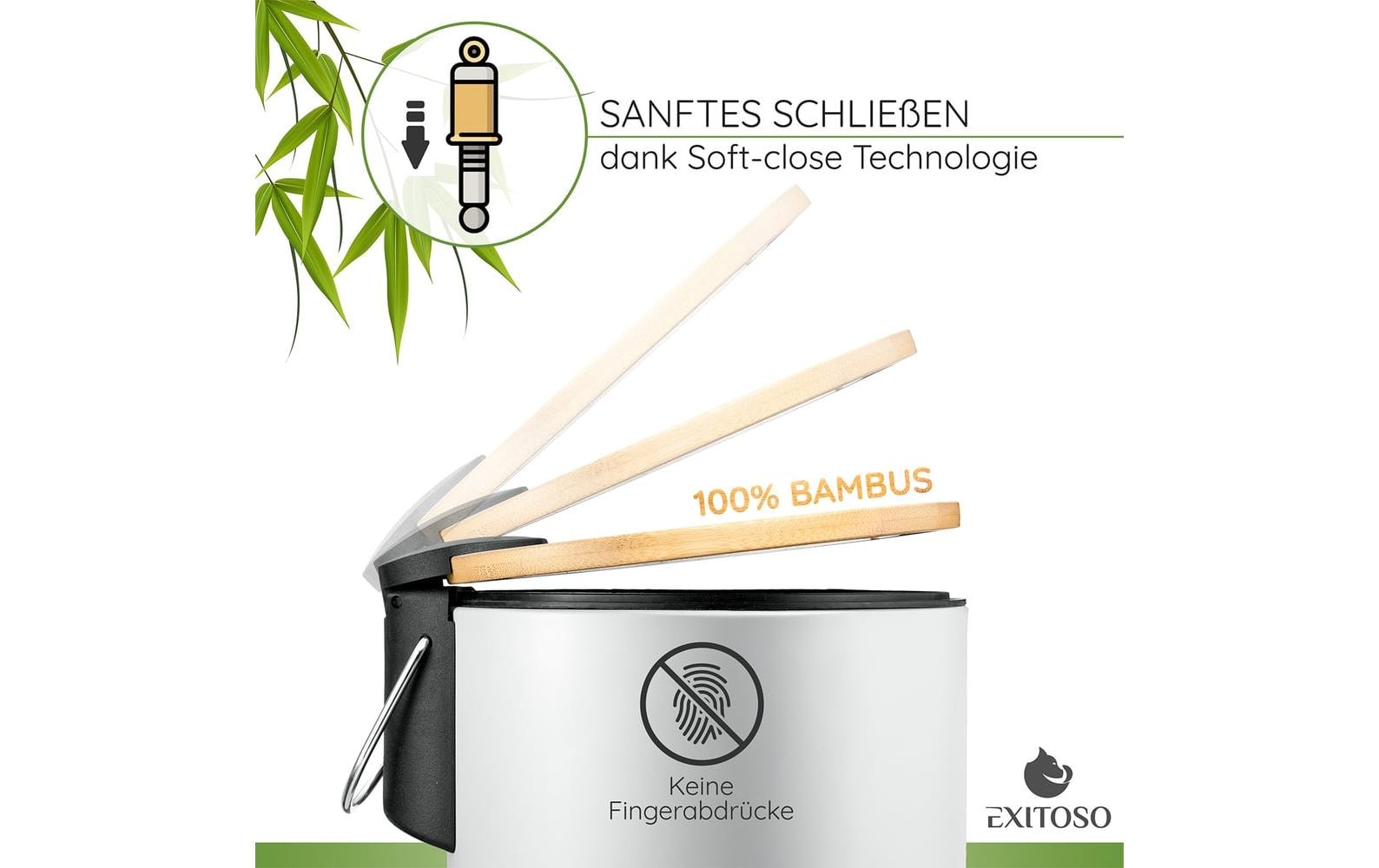 Exitoso Tretmülleimer mit Softclose-Deckel 3 l, Weiss