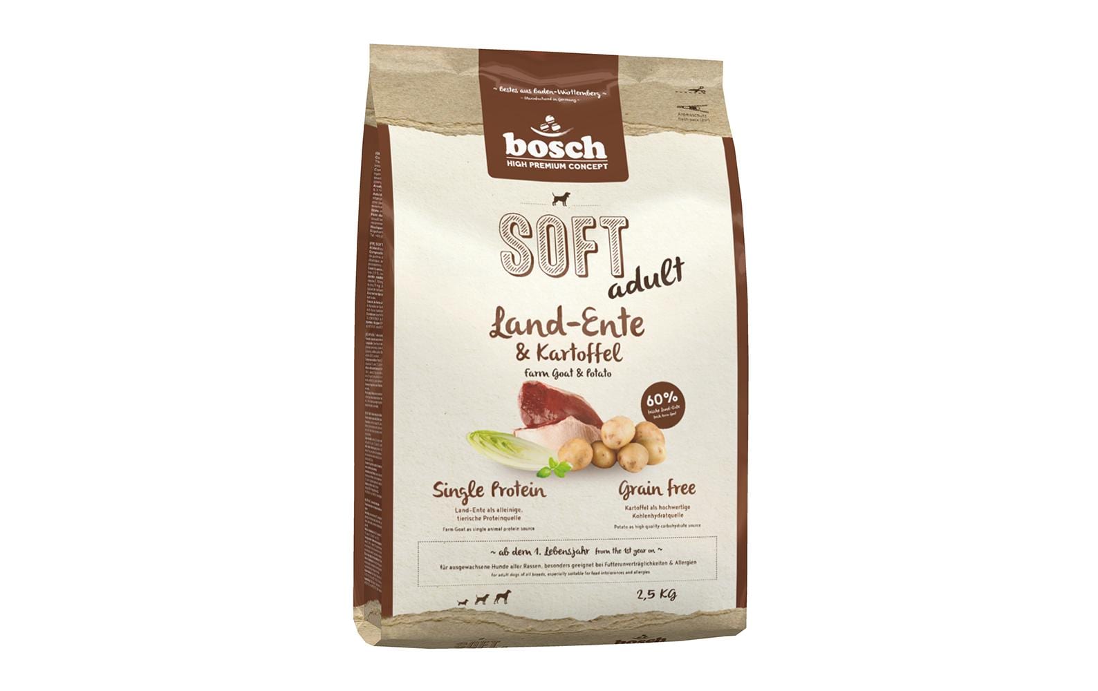 Bosch Tiernahrung Halbfeuchtfutter Soft Adult, Landente & Kartoffel, 2.5 kg