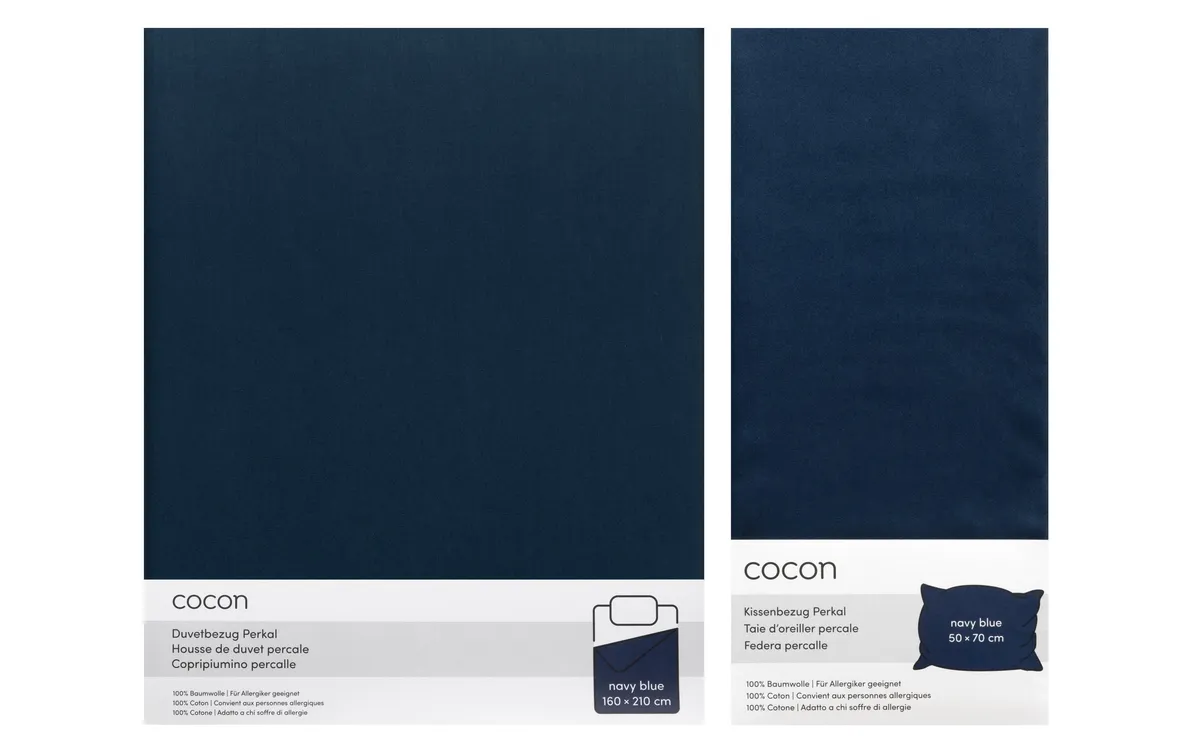 COCON Bettwäsche Perkal 160 x 210 / 50 x 70, Marineblau COCON Bettwäsche Perkal 160 x 210 / 50 x 70, Marineblau