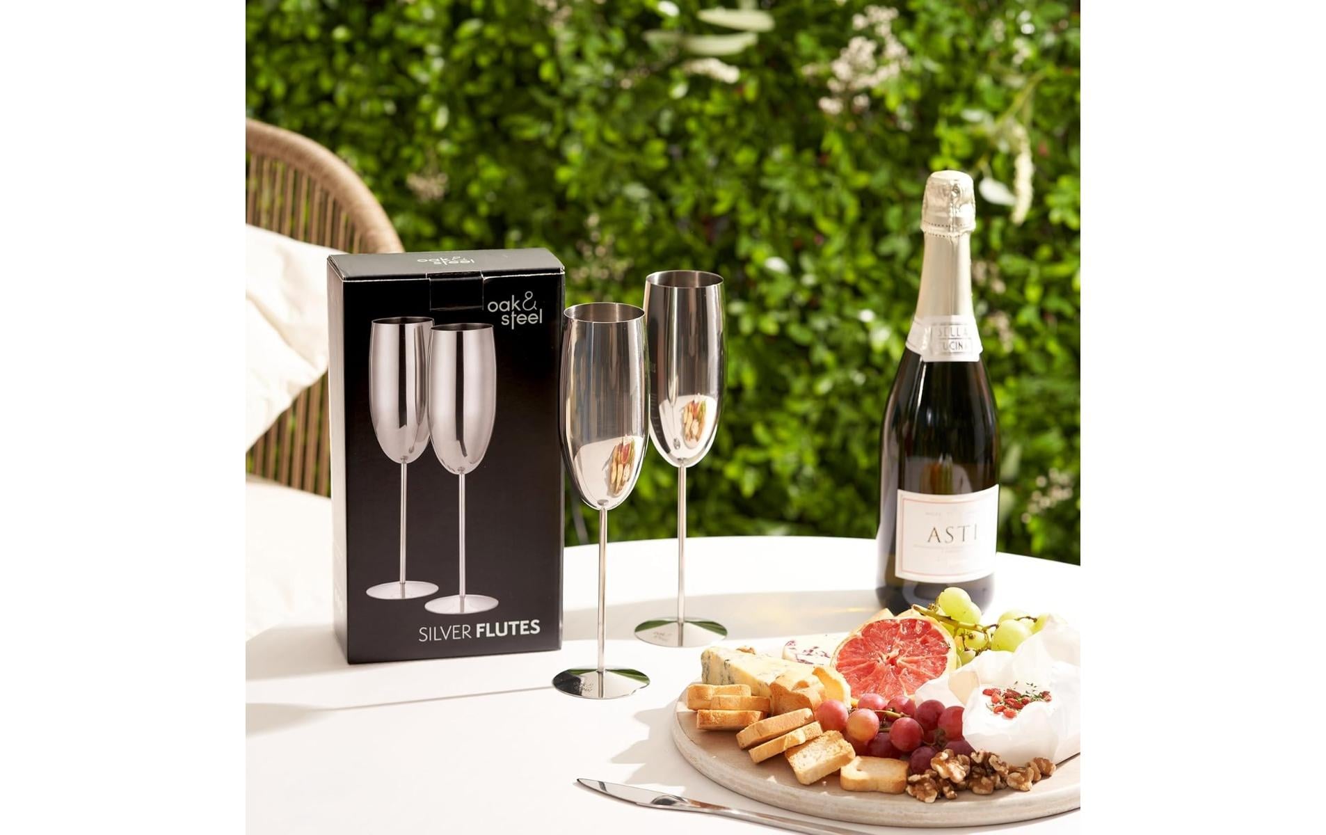 Oak & Steel Sektglas 285 ml, 2 Stück, Silber