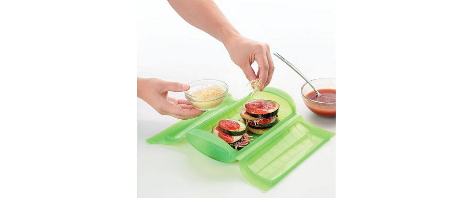 Lékué Mikrowellen-Dampfgarer mit Ablage Grün