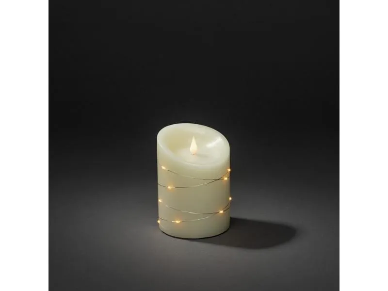 Konstsmide Echtwachskerze, 10 cm x 14 cm, Cremeweiss