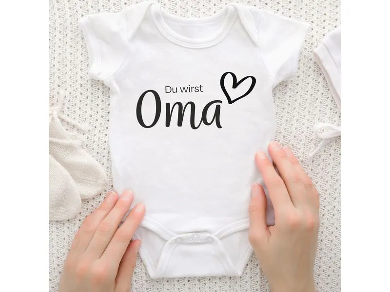 Trendcompany Babybody Du wirst Oma, 62/68, Weiss