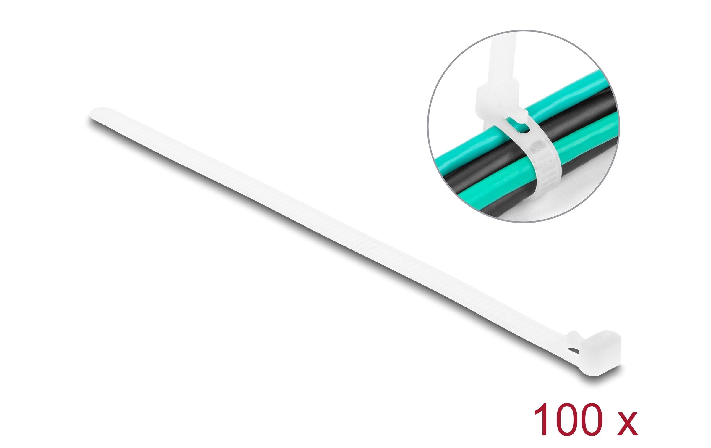 Delock Kabelbinder Weiss 150 mm x 7.2 mm, 100 Stück