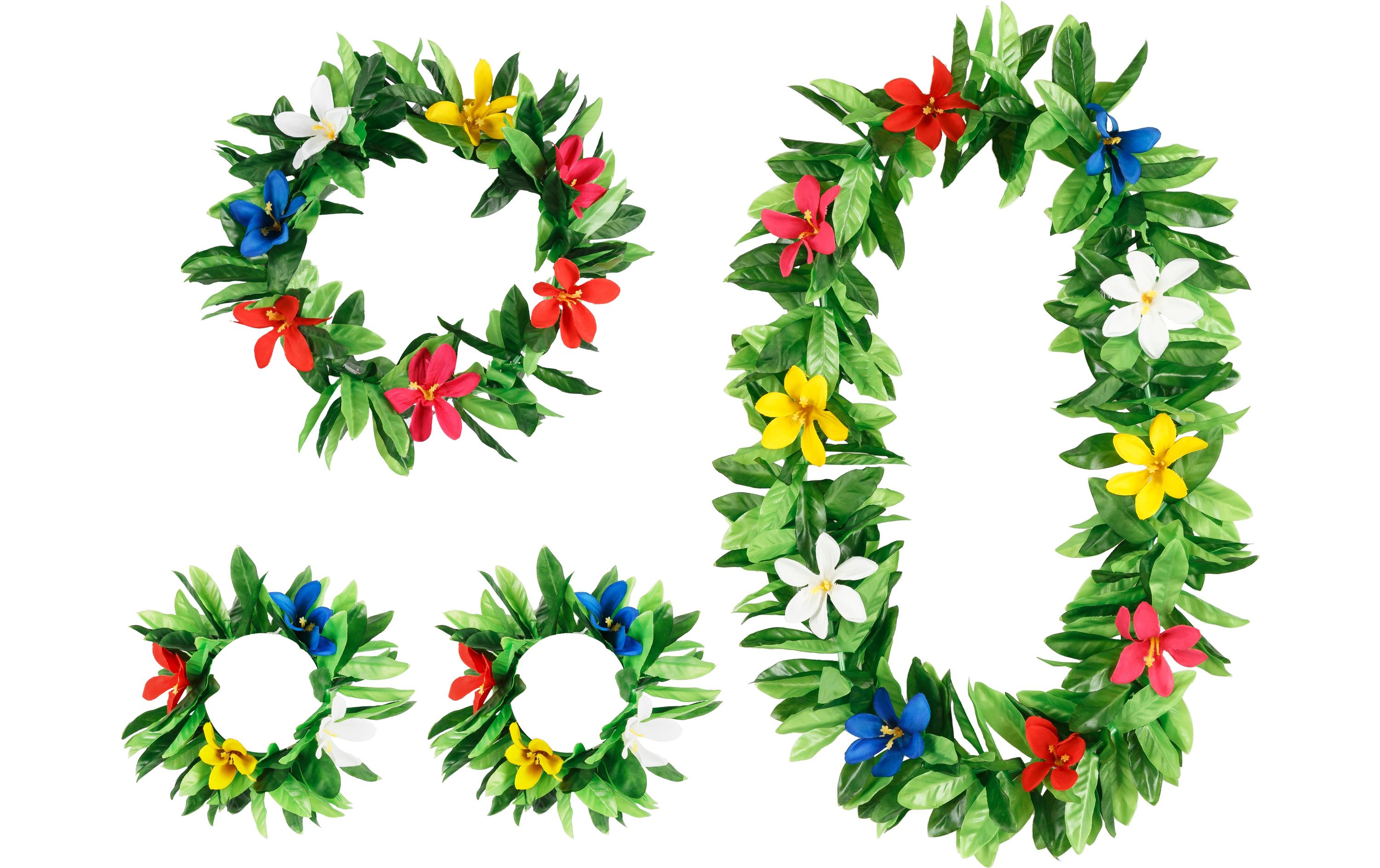 Partydeco Halskette Set Hawaii 4-teilig, Grün