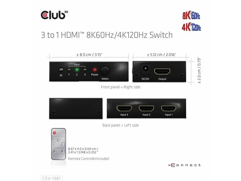 Club 3D Umschalter CSV-1381 HDMI Club 3D Umschalter CSV-1381 HDMI