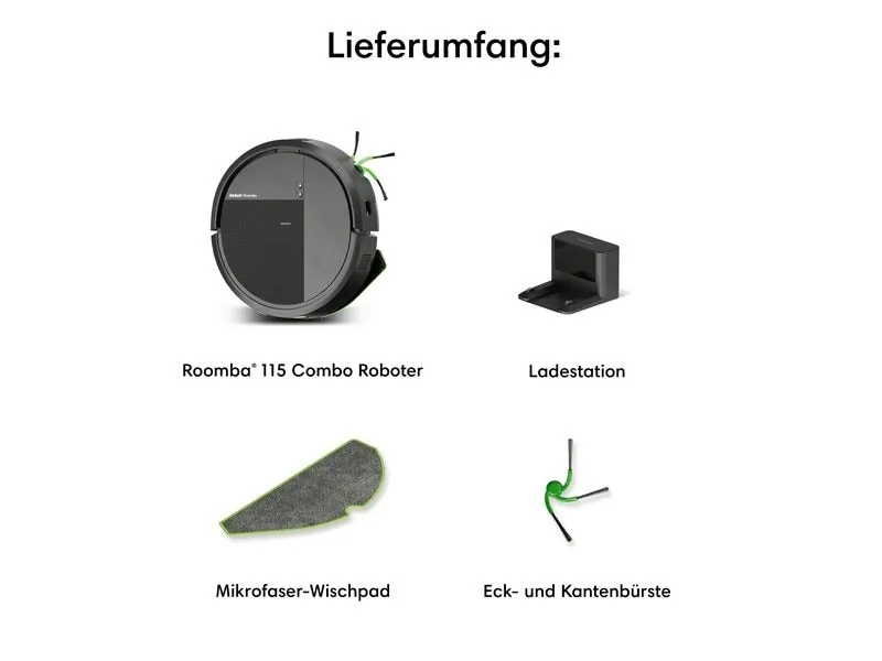 iRobot Roomba 115 Combo LiDAR-Navigation, Schwarz iRobot Roomba 115 Combo LiDAR-Navigation, Schwarz