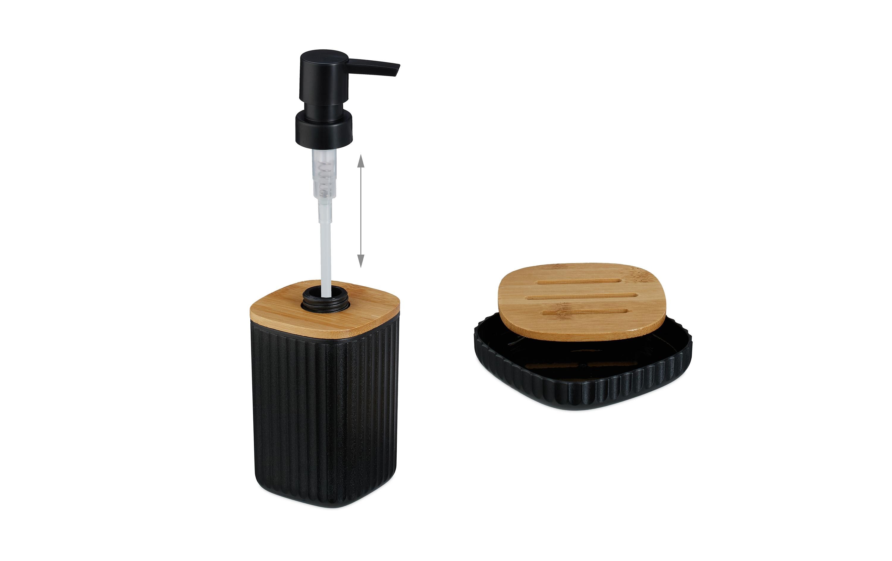 relaxdays Badezimmer-Set 6-teilig, Schwarz