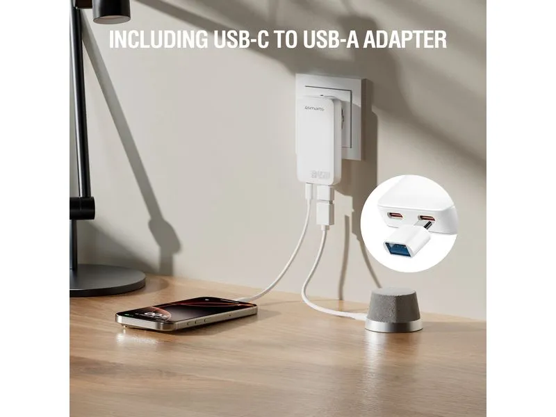 4smarts Netzladegerät FlatPlug Slim Dual 45W GaN 2C, weiss 4smarts Netzladegerät FlatPlug Slim Dual 45W GaN 2C, weiss