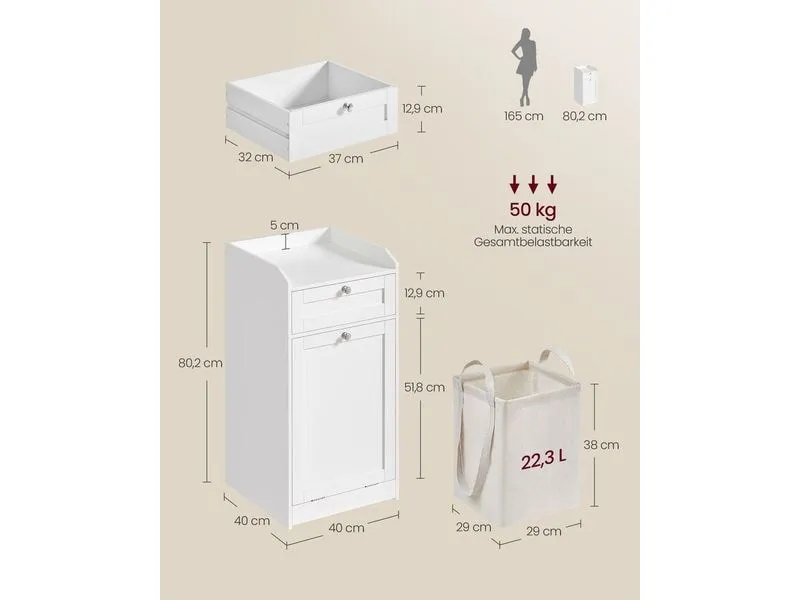 VASAGLE Badezimmerregal 40 x 80.2 cm, Weiss VASAGLE Badezimmerregal 40 x 80.2 cm, Weiss