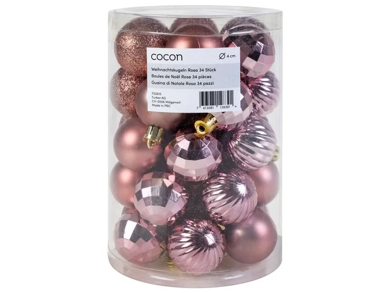 COCON Weihnachtskugel 34 Stück, Rosa