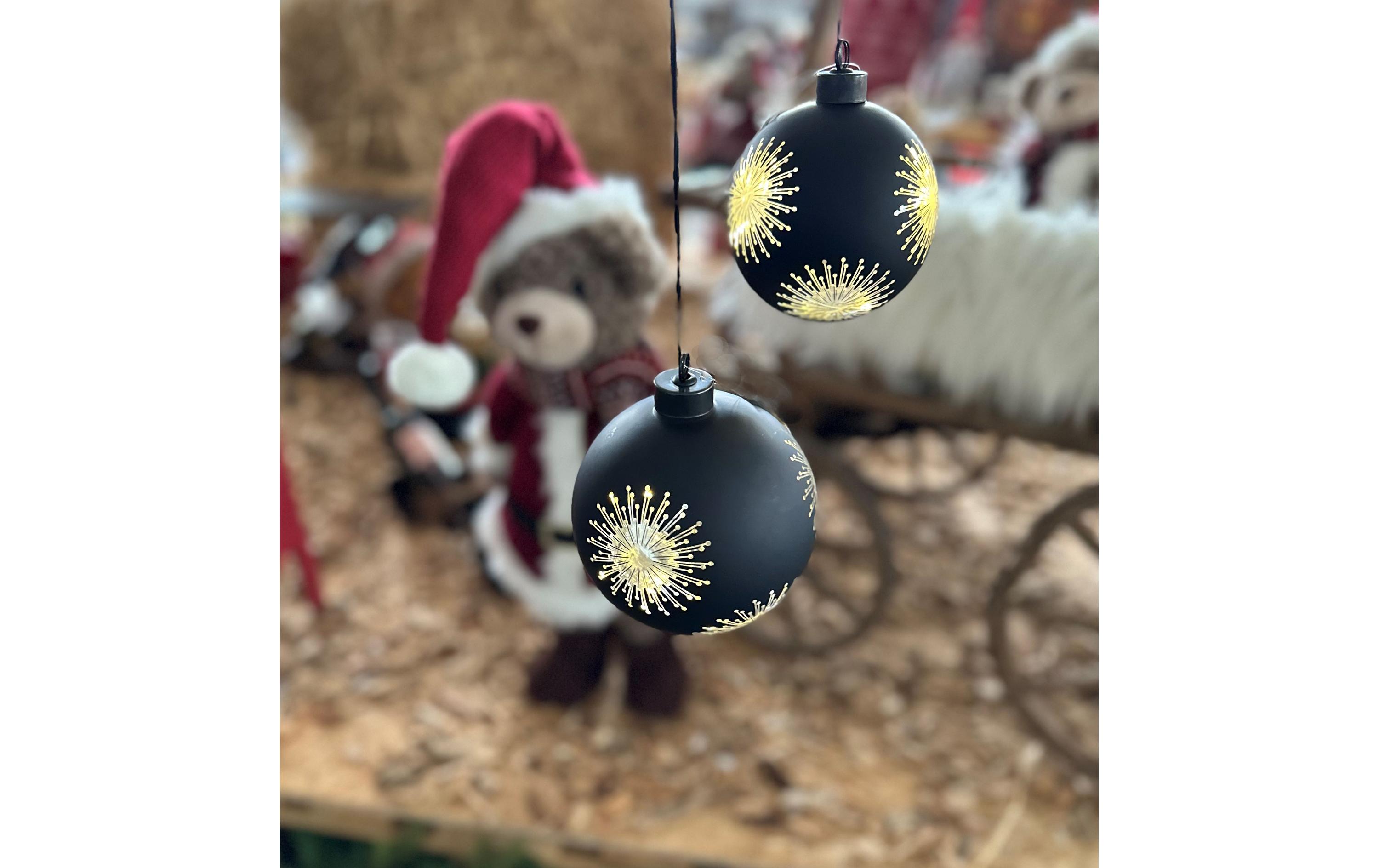 Dameco Weihnachtskugel 8 LEDs, Ø 10 cm, Schwarz