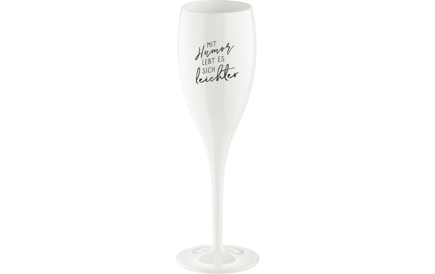 Koziol Sektglas Superglas Mit Humor lebt 100 ml, 1 Stück, Weiss