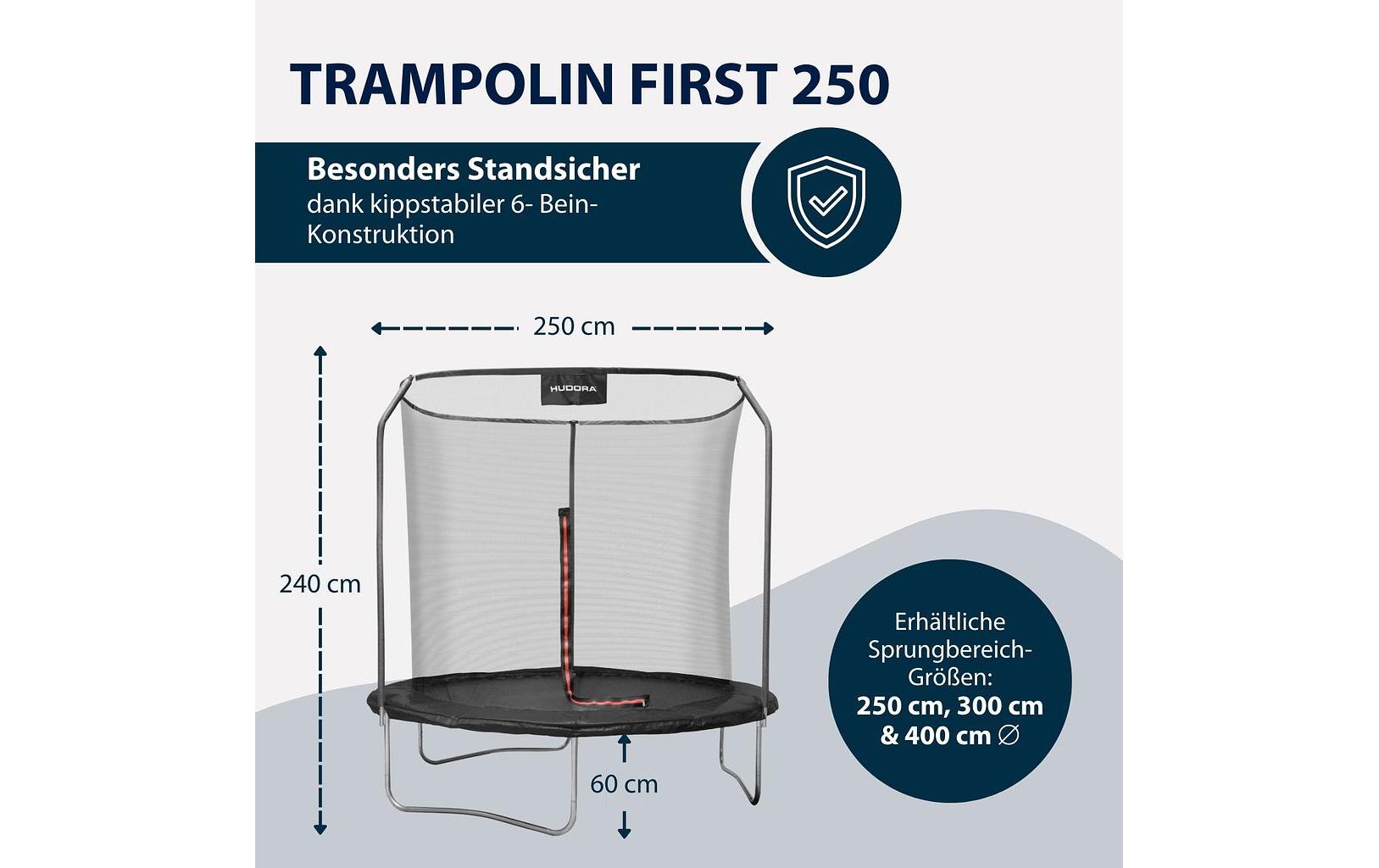 Hudora First Trampolin 250 V rund, Schwarz