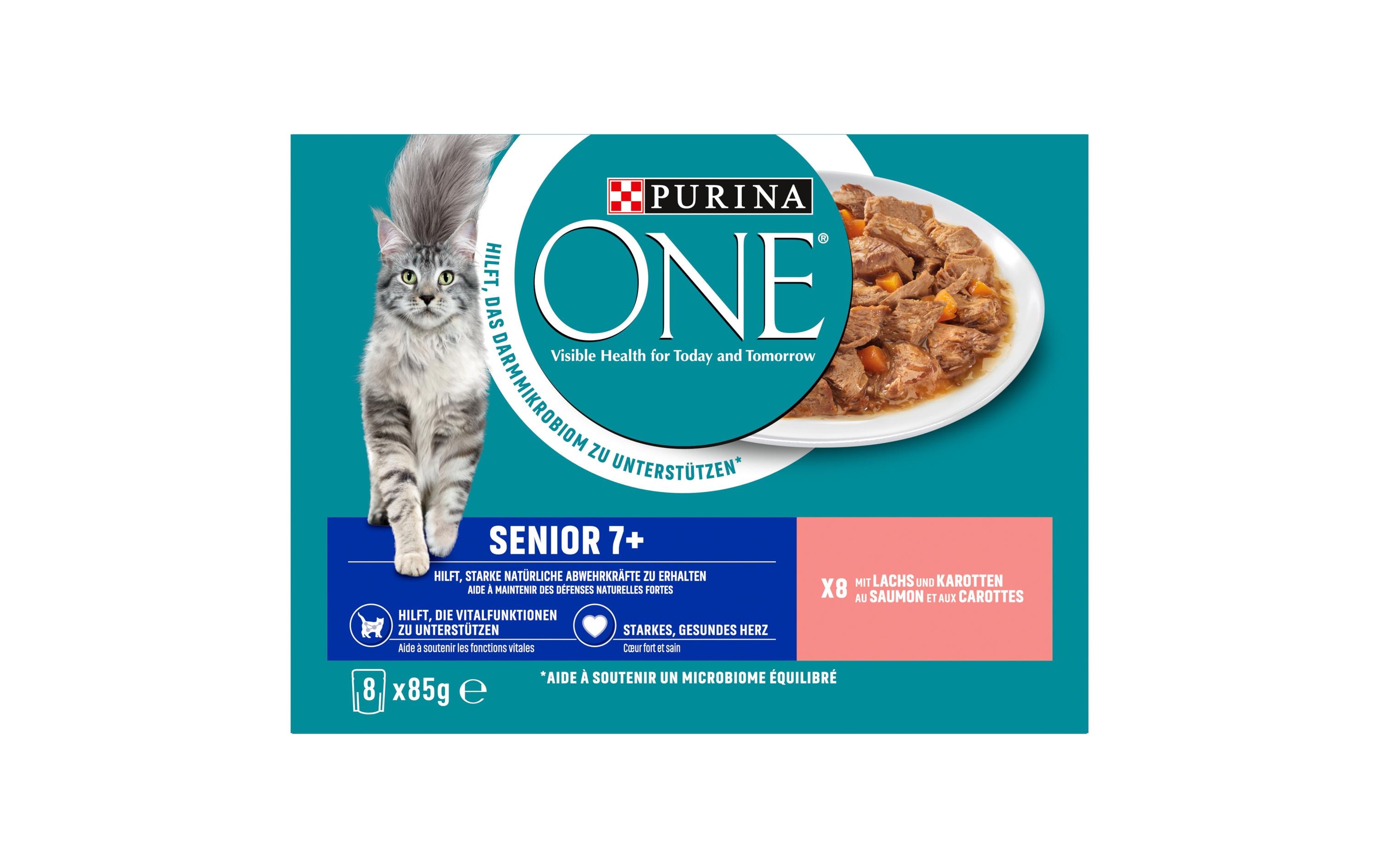 Purina ONE Nassfutter SENIOR 7+ in Sosse Lachs/Karotten,8 x 85g