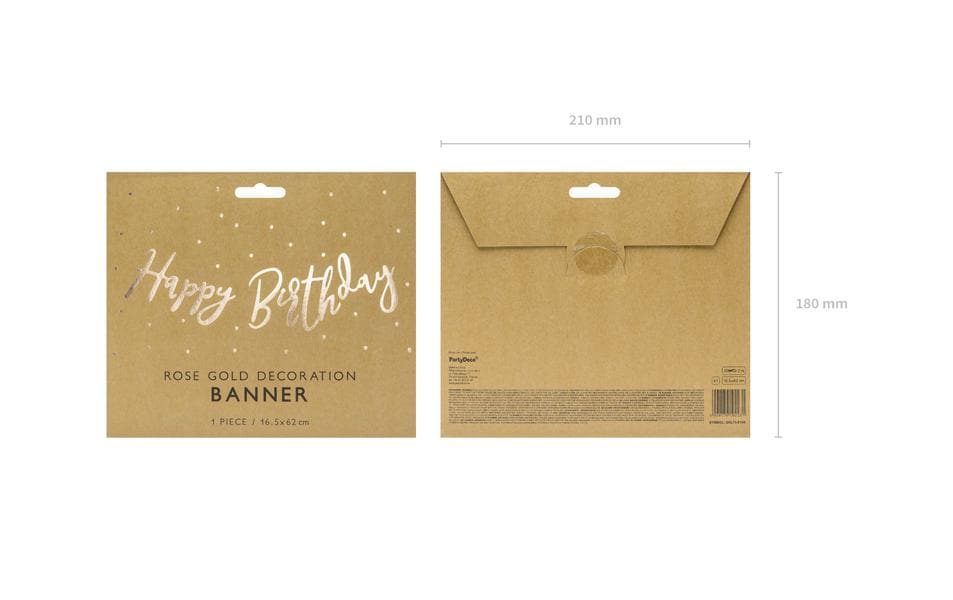 Partydeco Girlande Happy Birthday Rosegold, 16.5 x 62 cm