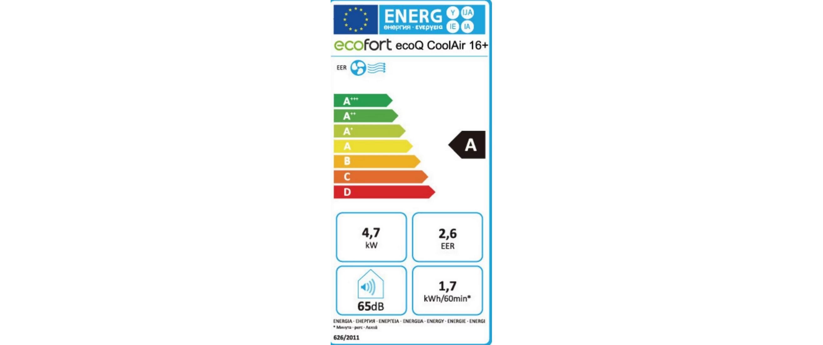 Ecofort Klimagerät ecoQ CoolAir 16+ 450 m³ Ecofort Klimagerät ecoQ CoolAir 16+ 450 m³