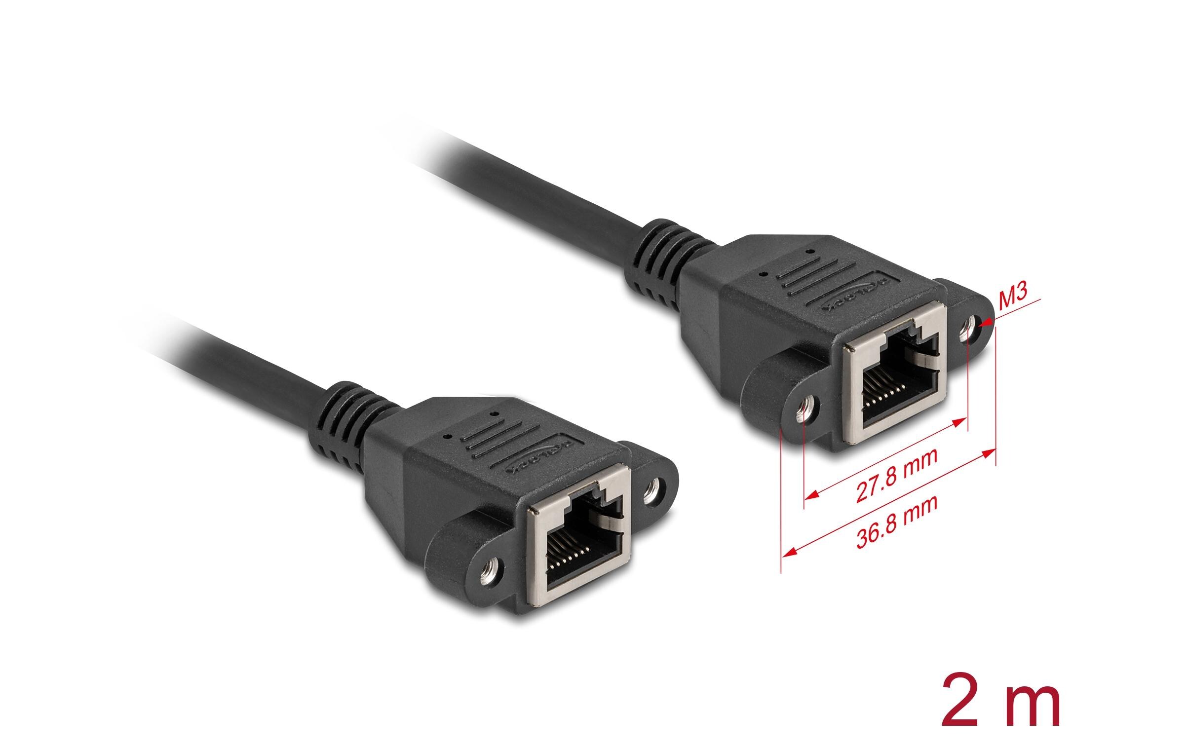 Delock Patchkabel Verlängerungskabel Cat 6A, S/FTP, 2 m, Schwarz