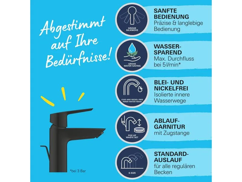 GROHE Lavaboarmatur Start S-Size Mattschwarz