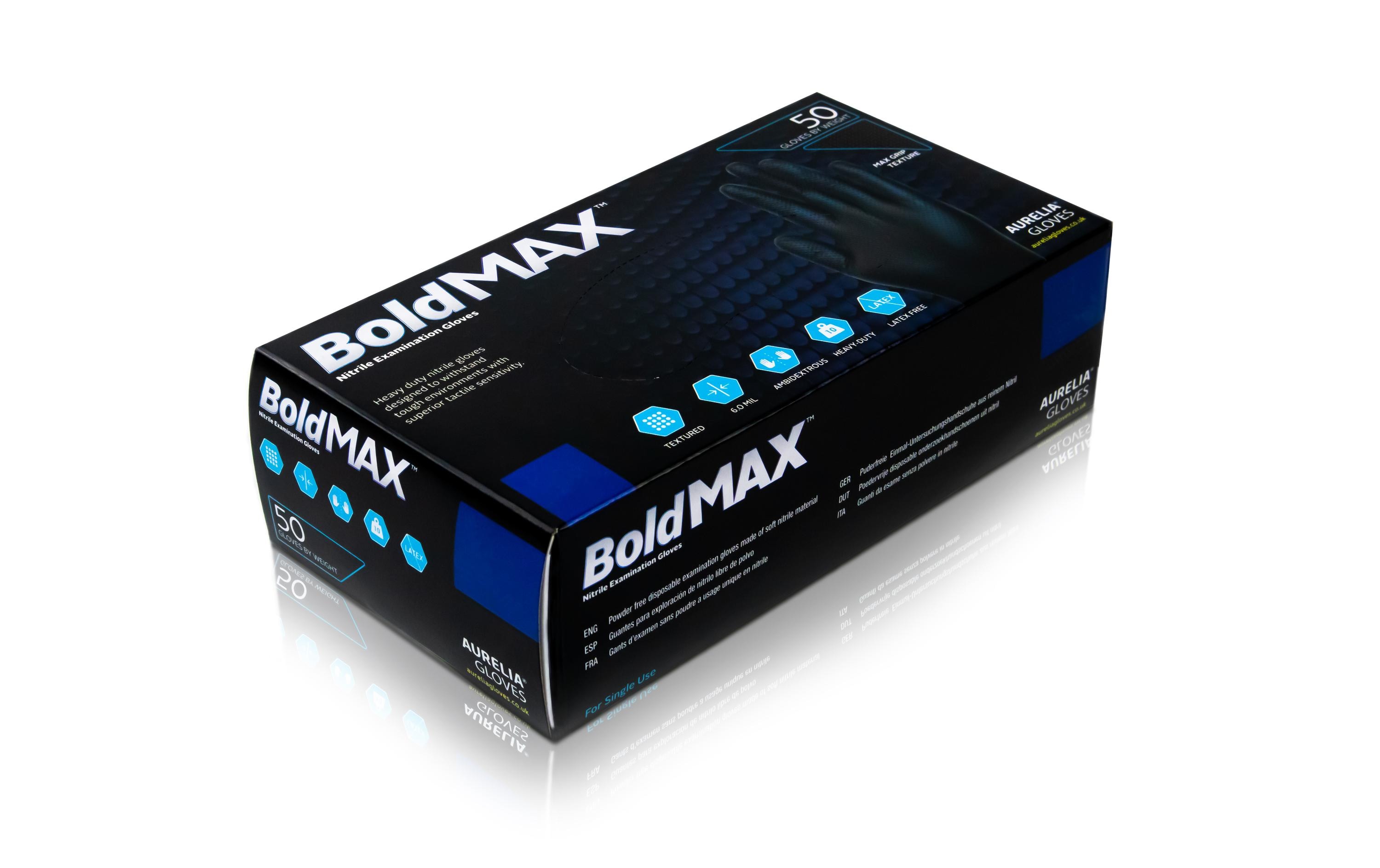 BoldMax Einweghandschuh Max Grip Nitril, L, Schwarz, 50 Paar BoldMax Einweghandschuh Max Grip Nitril, L, Schwarz, 50 Paar