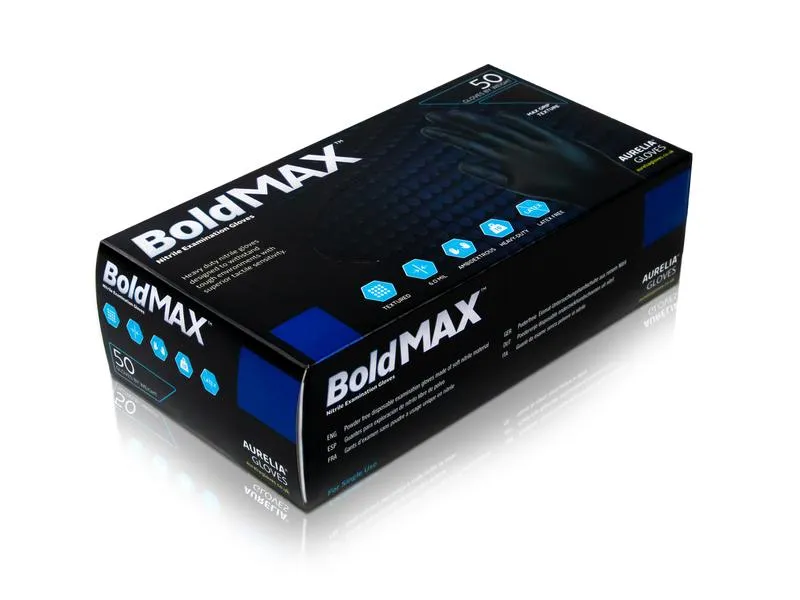 BoldMax Einweghandschuh Max Grip Nitril, L, Schwarz, 50 Paar BoldMax Einweghandschuh Max Grip Nitril, L, Schwarz, 50 Paar