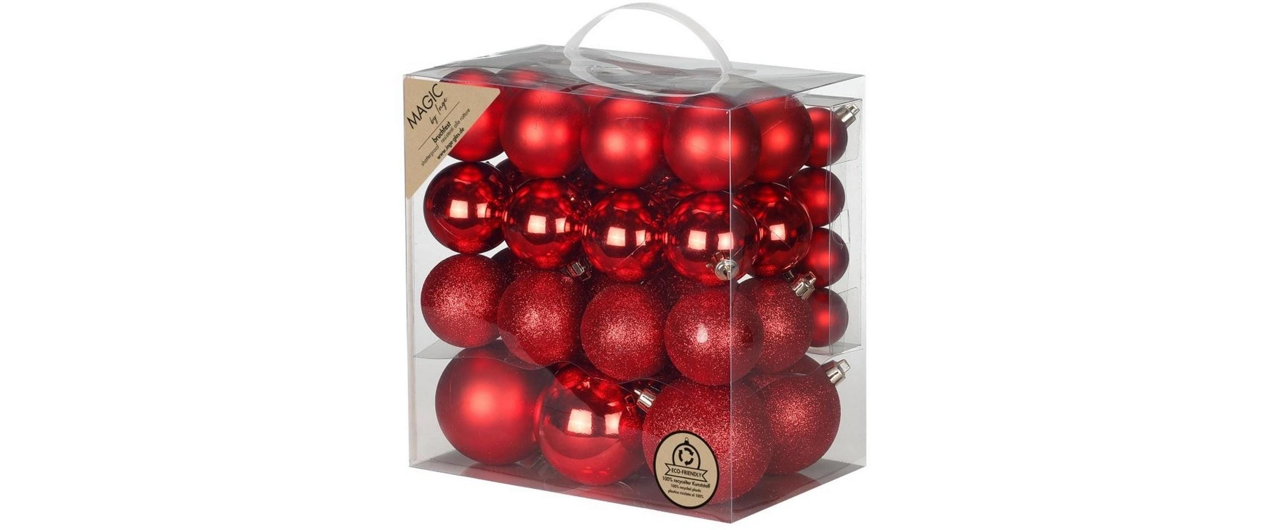 INGES CHRISTMAS DECOR Weihnachtskugel 54 Stück, Rot