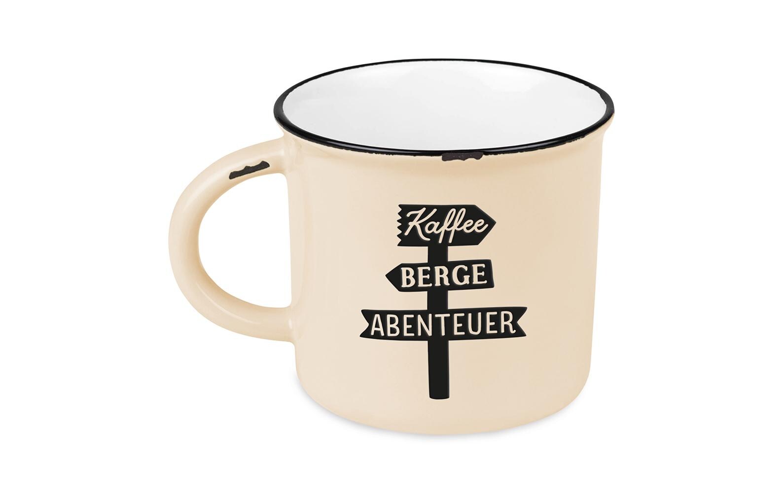 Grafik Werkstatt Vintage Becher Bergglück, Kaffee, Berge, Abenteuer