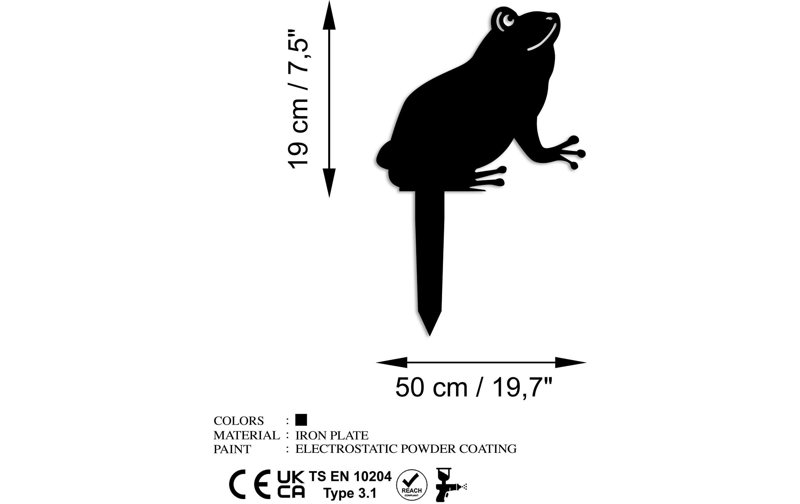 Wallxpert Gartenstecker Frosch 34 x 22 cm