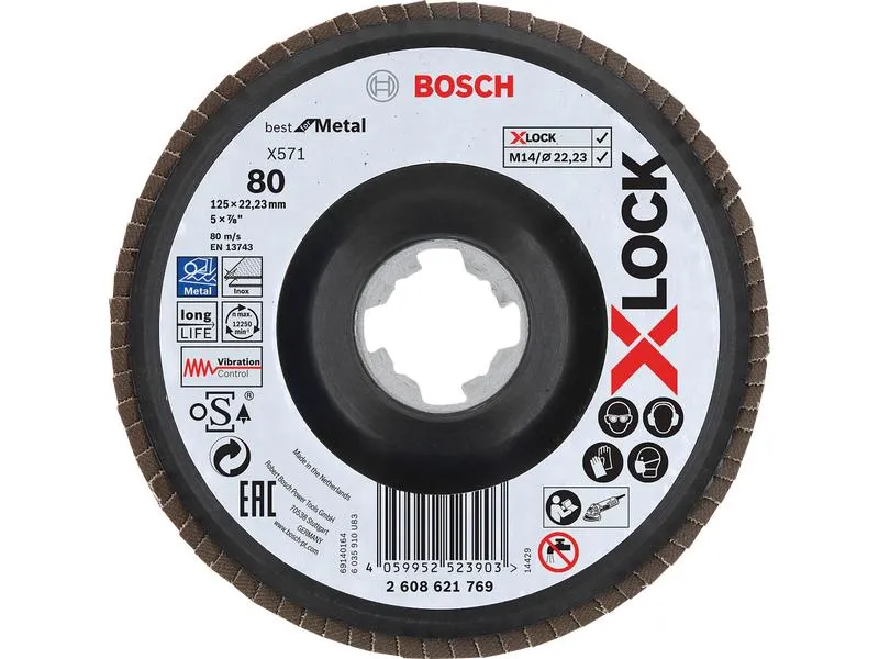 Bosch Professional Fächerschleifscheibe X-LOCK G80 X571, 125 mm Bosch Professional Fächerschleifscheibe X-LOCK G80 X571, 125 mm
