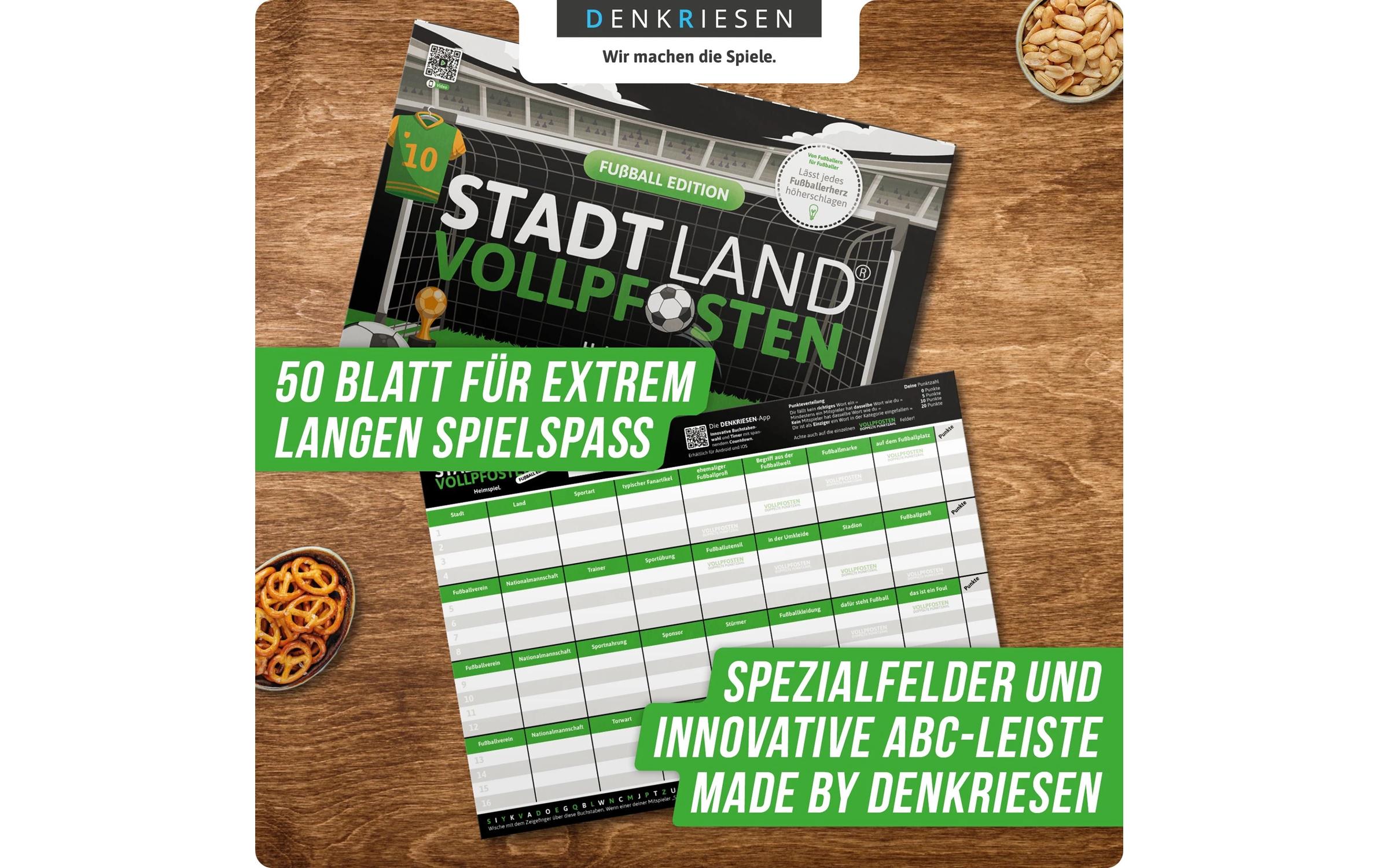 Denkriesen Stadt Land Vollpfosten A4 Block Fussball Edition -DE-