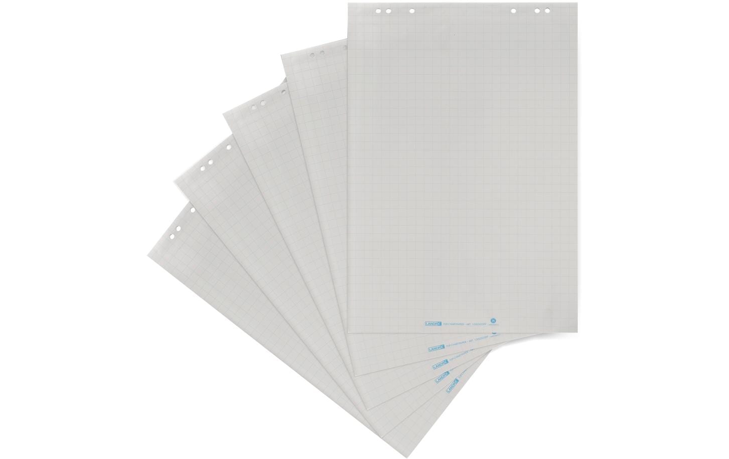 Landré Flipchart Block 65 x 98 cm, kariert, Weiss, 5 Stück