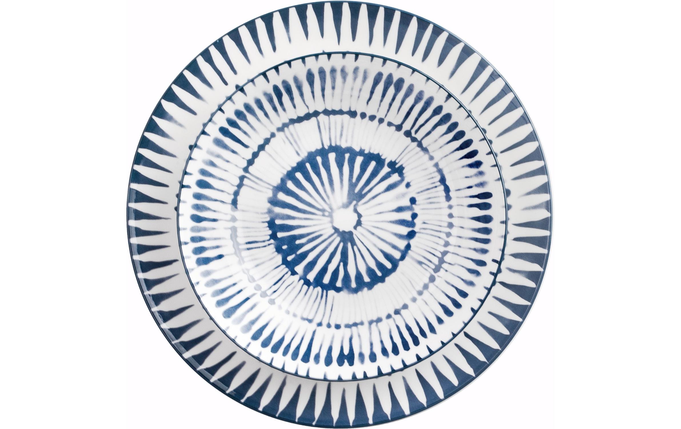 Ibili Teller-Set Zeeland 26.8-20-19.2 cm 12 Stück, Blau/Weiss
