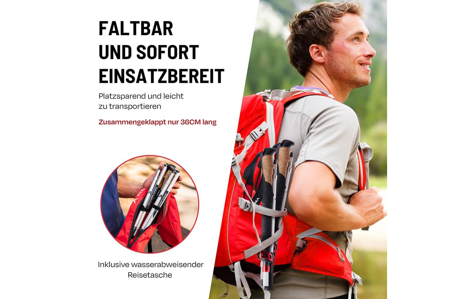 Atacama Teleskop Wanderstöcke, Flip Lock 110-135 cm