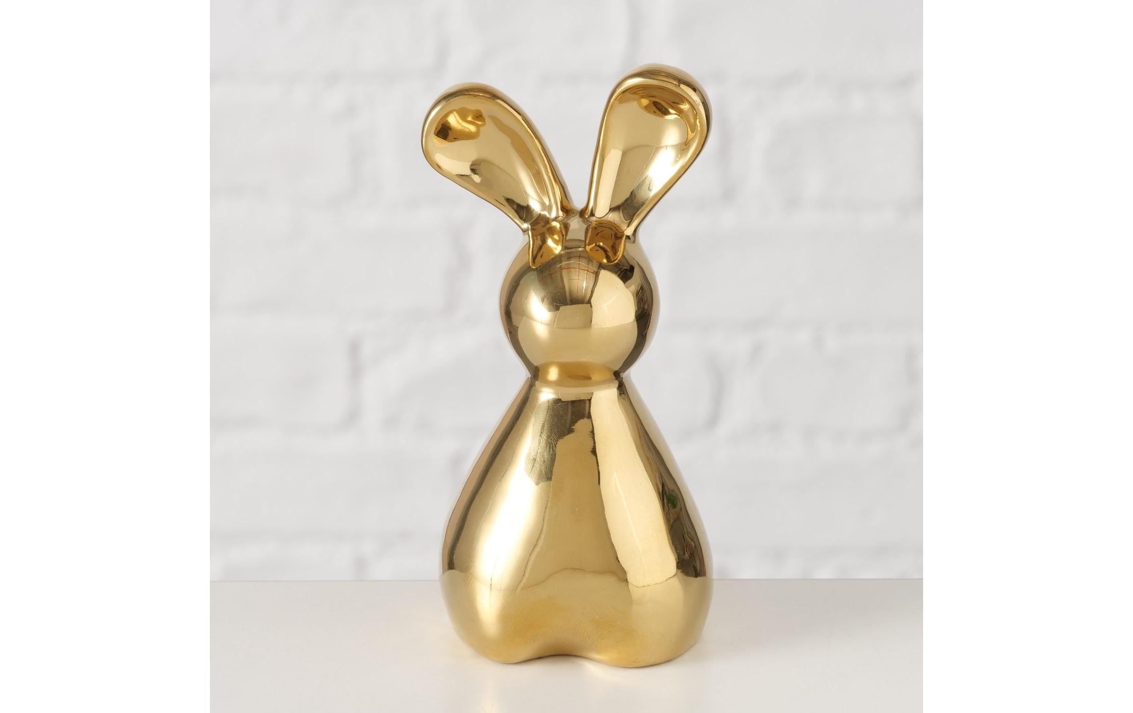 Boltze Aufsteller Hase Daggy 12 cm, Keramik, Gold