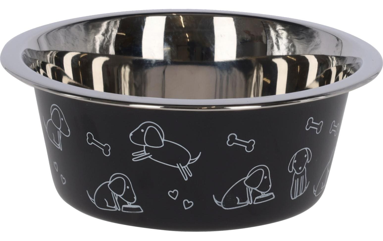 Kerbl Edelstahlnapf mit Motiv 1800 ml, Schwarz