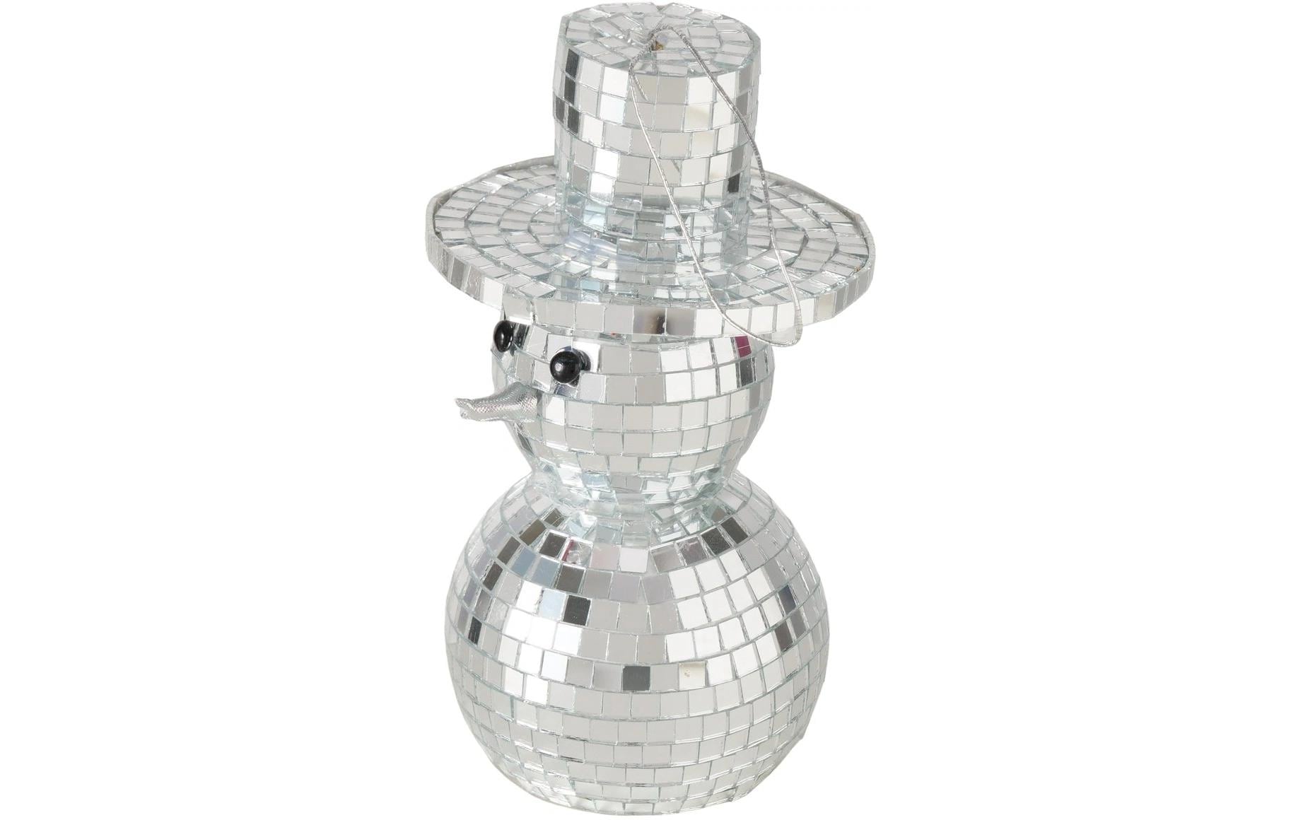 Boltze Weihnachtsschmuck Schneemann Disco Silber, 14 x 8 cm