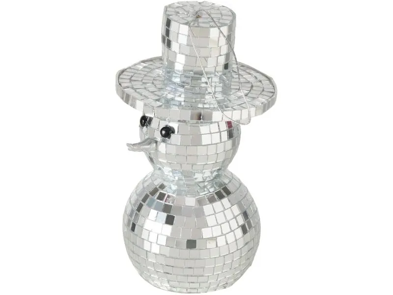 Boltze Weihnachtsschmuck Schneemann Disco Silber, 14 x 8 cm