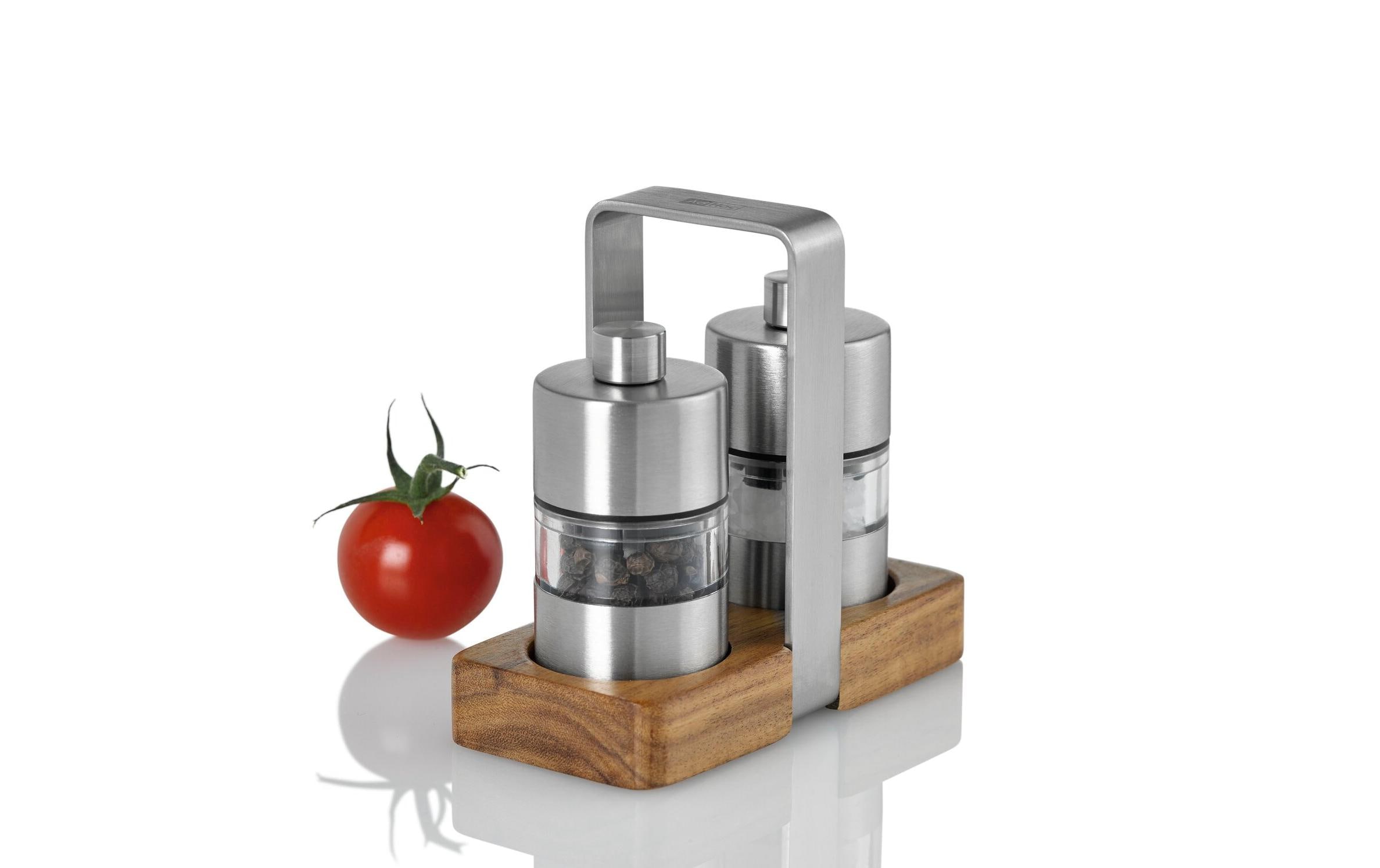 AdHoc Salz- und Pfeffermühle Menage Minimill 5 cm, Braun/Silber