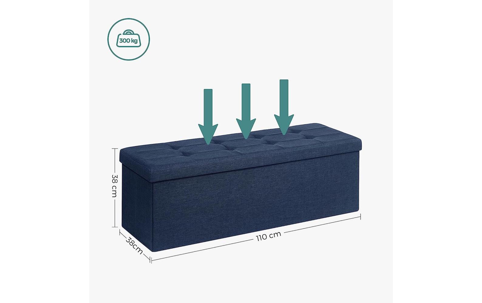 Songmics Sitztruhe mit Aufbewahrung 110 x 38 cm, Blau