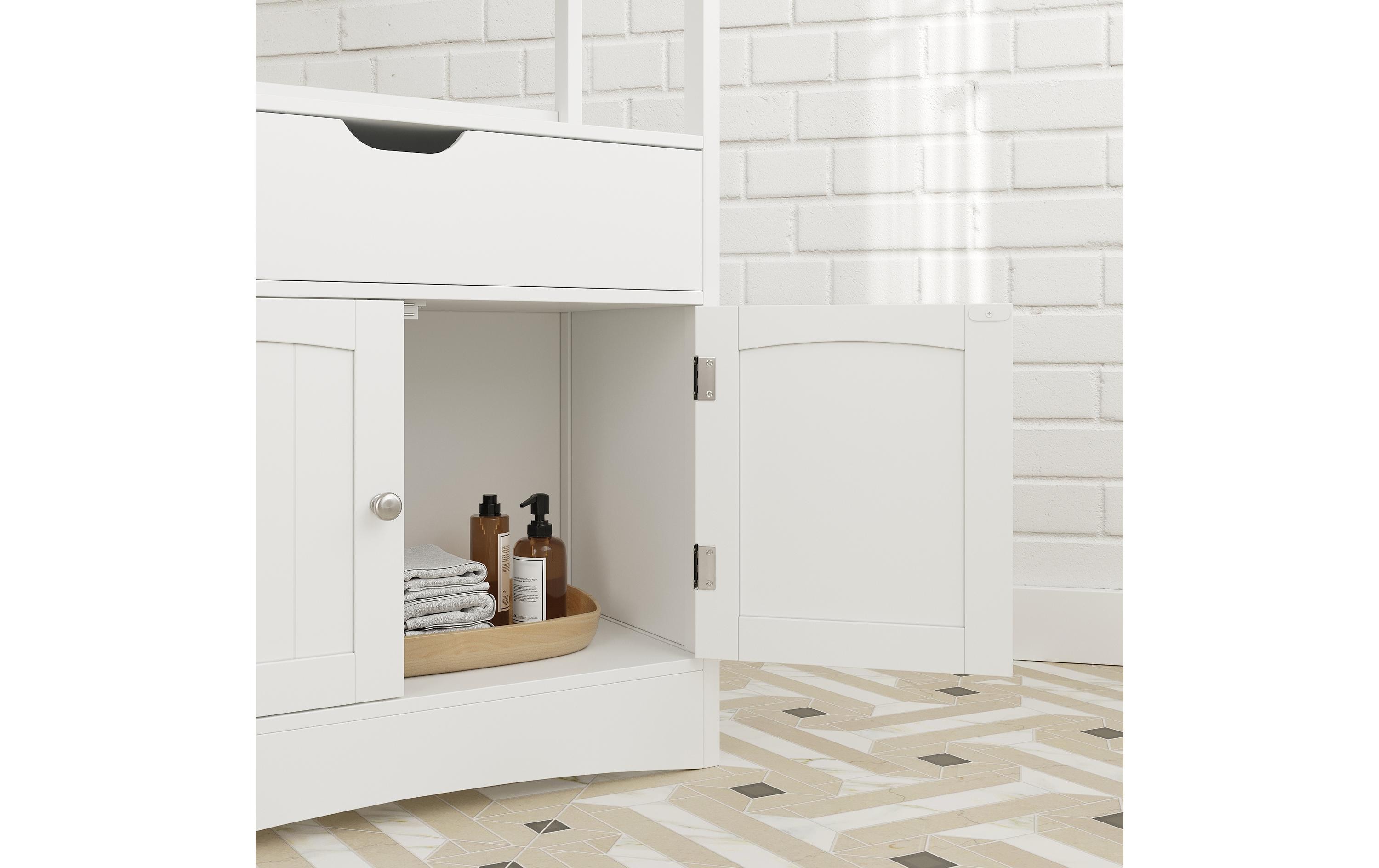 VASAGLE Badezimmerregal 60 x 32.5 x 122 cm, Weiss