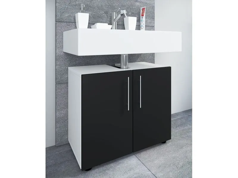 VCM Waschbeckenunterschrank Flandu II 60 x 51 cm, Weiss/Schwarz VCM Waschbeckenunterschrank Flandu II 60 x 51 cm, Weiss/Schwarz