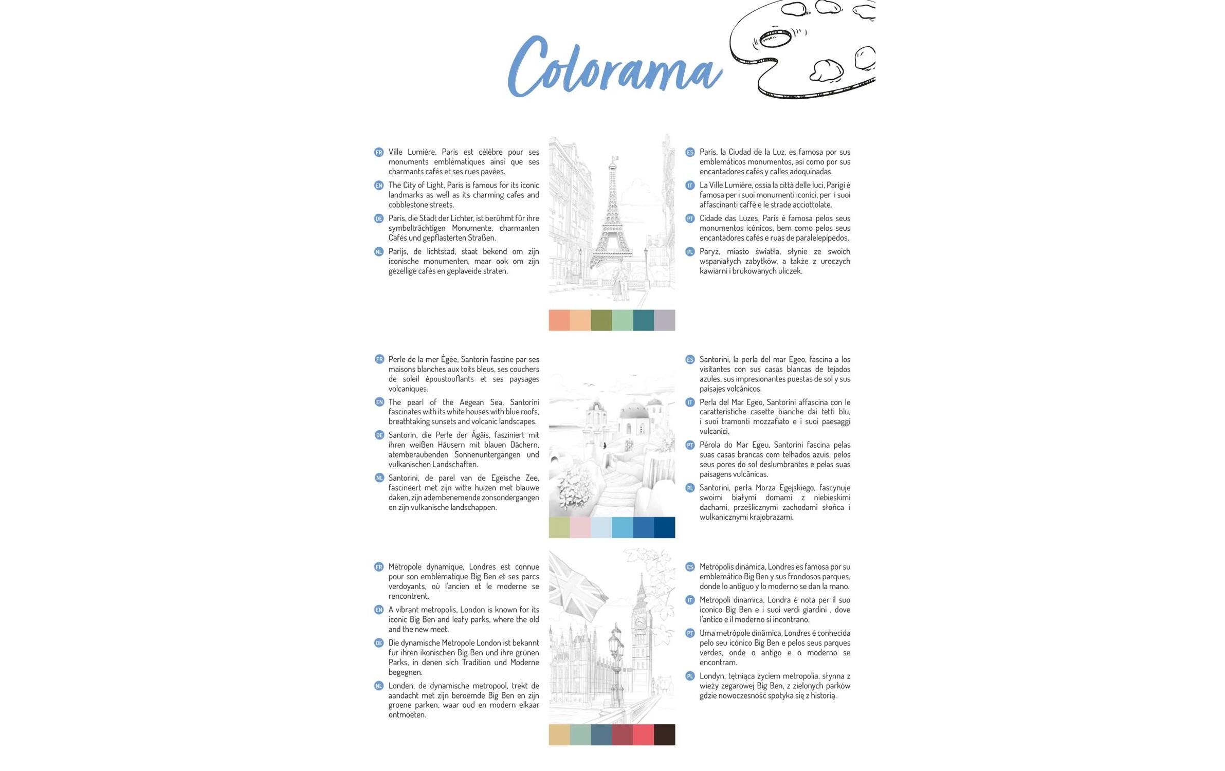 Clairefontaine Malblock Städte A4, 20 Blatt, 6 Motive