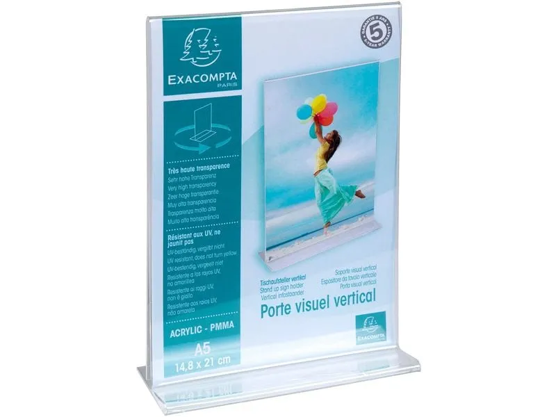Exacompta Tischaufsteller A5 T-Form Hochformat – Kristall A5 Exacompta Tischaufsteller A5 T-Form Hochformat – Kristall A5